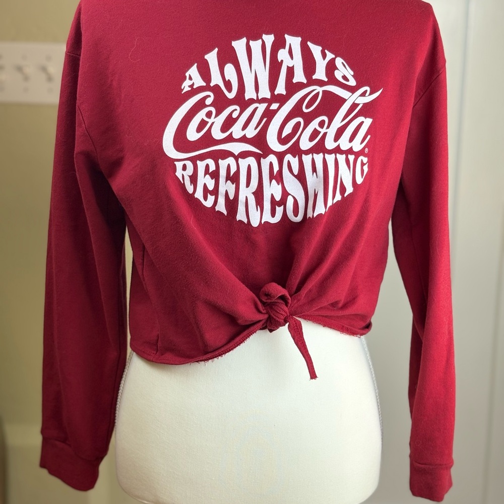 ❤️ Vintage Coca-Cola “Always Refreshing” Cropped Sweatshirt – Red – Size L